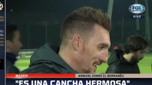 Le preguntaron por el hecho de que la final se juegue en el Bernabéu y Armani decidió tirar un chiste