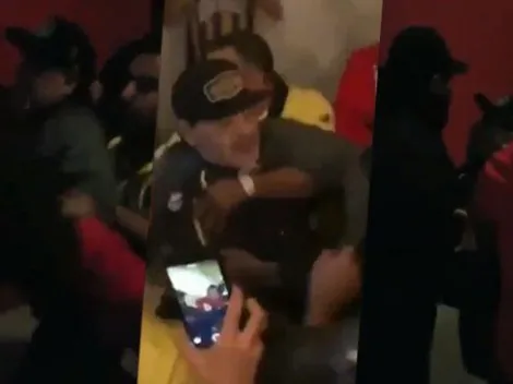 Maradona insultó y se fue a los golpes con los hinchas de Atlético San Luis
