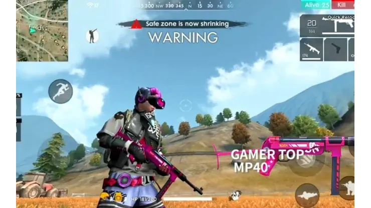 Skin top gamer para las armas del Free Fire