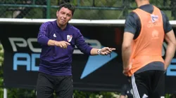 Marcelo Gallardo en el entrenamiento de River.