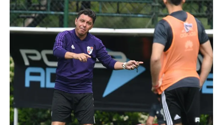 Marcelo Gallardo en el entrenamiento de River.