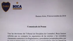 Comunicado de Boca.