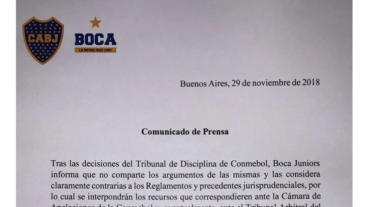 Comunicado de Boca.