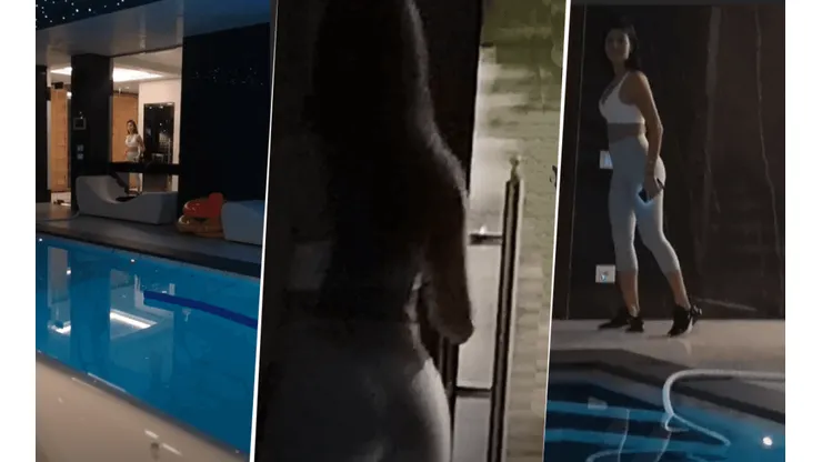 Cristiano estaba en la pileta, entró Georgina en calzas y con un video nos regaló el zoom del día