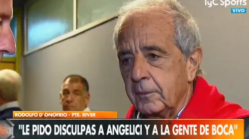D'Onofrio le pidió perdón a Angelici y a los hinchas de Boca