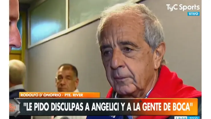 D'Onofrio le pidió perdón a Angelici y a los hinchas de Boca