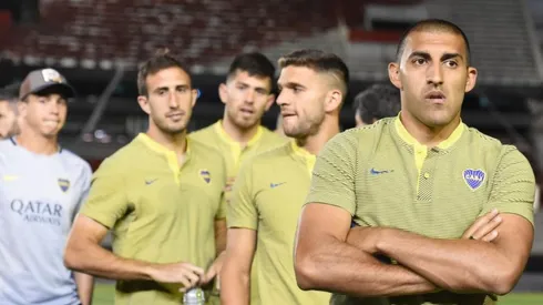 Los jugadores de Boca en El Monumental.