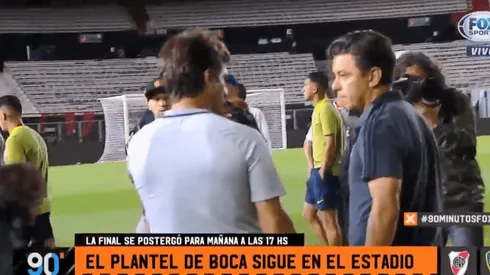 El plantel de Boca salió al Monumental y Gallardo saludó a los jugadores