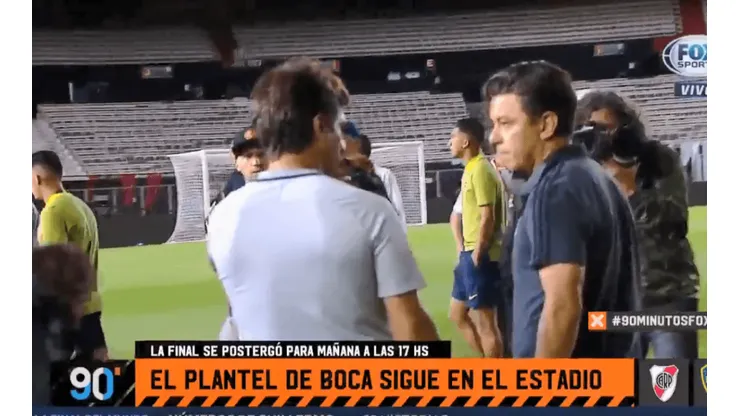 El plantel de Boca salió al Monumental y Gallardo saludó a los jugadores
