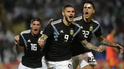 Icardi celebra su primer tanto en la Selección Argentina.