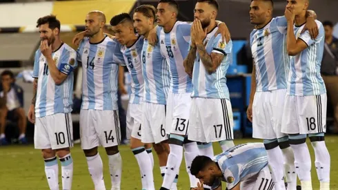 La Selección argentina en la tanda de penales ante Chile.