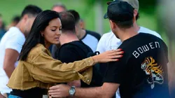 Oriana junto a la familia del cordobés en la práctica.