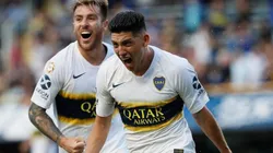 Espinoza gritando su gol ante Patronato.