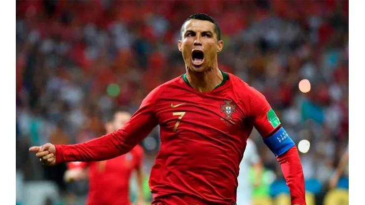 Cristiano celebra su gol ante España en el Mundial.