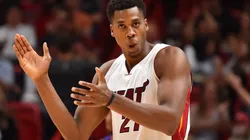 NBA: Phoenix Suns at Miami Heat - Mar 21, 2017; Miami, FL, USA; Miami Heat center Hassan Whiteside (21) reacts after being fouled and making the shot against the Phoenix Suns during the second half at American Airlines Arena. The Miami Heat defeat the Phoenix Suns 112-97. Mandatory Credit: Jasen Vinlove-USA TODAY Sports