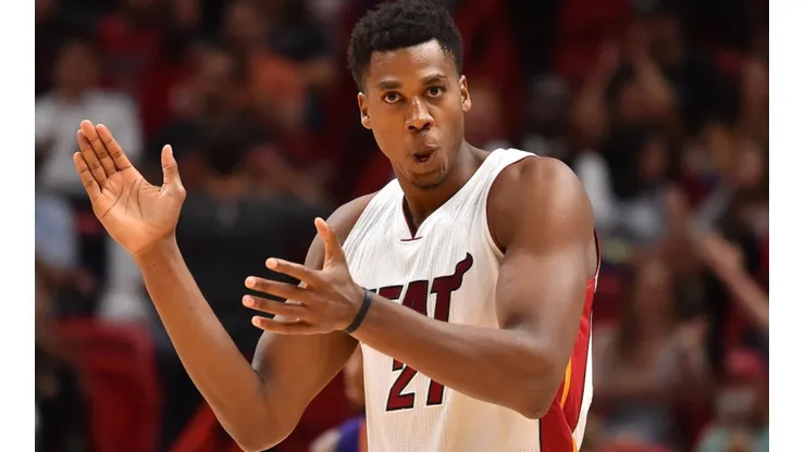 NBA: Phoenix Suns at Miami Heat - Mar 21, 2017; Miami, FL, USA; Miami Heat center Hassan Whiteside (21) reacts after being fouled and making the shot against the Phoenix Suns during the second half at American Airlines Arena. The Miami Heat defeat the Phoenix Suns 112-97. Mandatory Credit: Jasen Vinlove-USA TODAY Sports