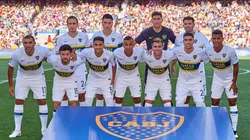 El equipo titular de Boca en su visita a Barcelona.