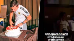 Dybala 'cortó la torta' y recibió la burla de sus compañeros.