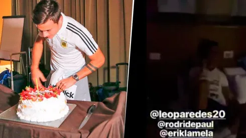 Dybala 'cortó la torta' y recibió la burla de sus compañeros.