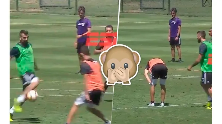 Con el Muñeco enfrente: el pelotazo de Pratto a Nahuel Gallardo en la práctica de River