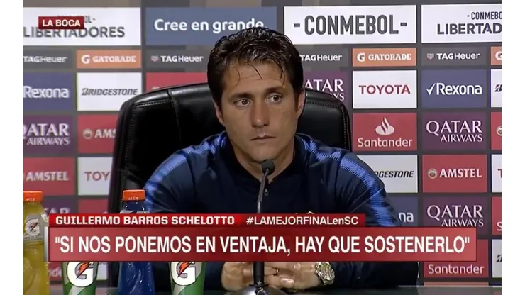 Guillermo Barros Schelotto en conferencia de prensa.
