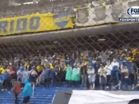 No les importa la lluvia y los hinchas de Boca no paran de cantar en la Bombonera