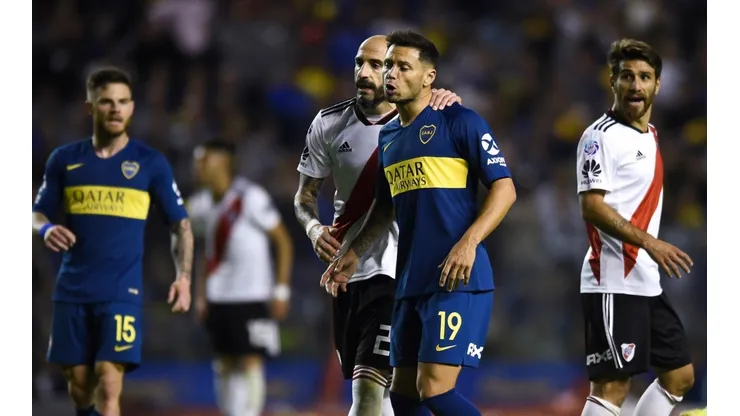 Foto de los jugadores de Boca y River en la Libertadores.