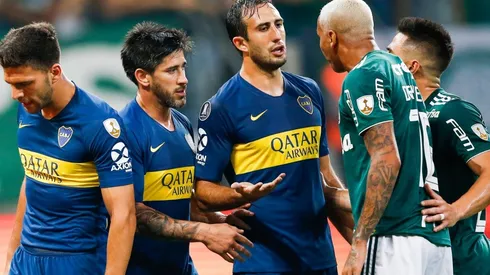 Foto de los jugadores de Boca ante Palmeiras.