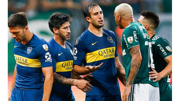 Foto de los jugadores de Boca ante Palmeiras.