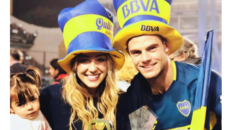 Nandez y Sarah, festejando en La Bombonera.
