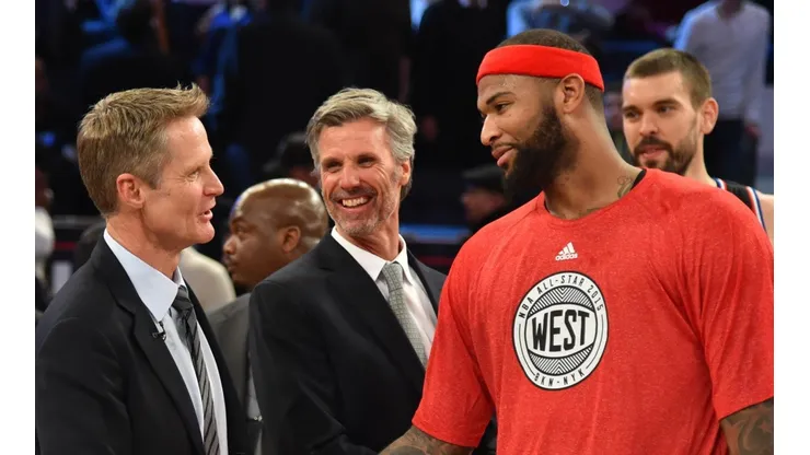 Steve Kerr y DeMarcus Cousins en el All-Star de 2015
