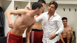 Foto de los jugadores de River en el vestuario en Brasil.