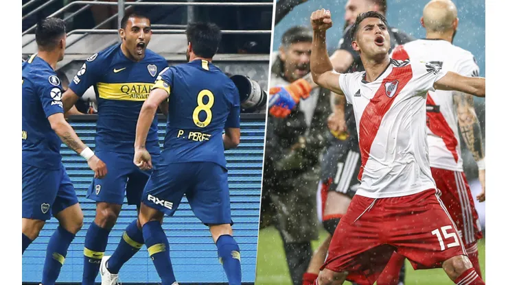 Foto de los jugadores de Boca y River.