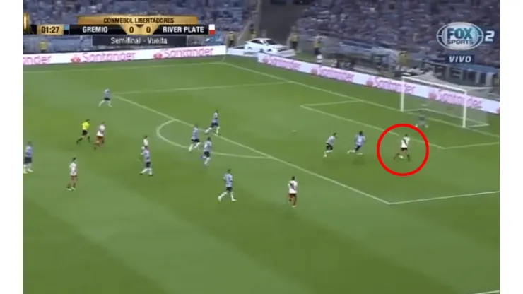 Era el gol de River: Borré se lo comió al minuto del primer tiempo