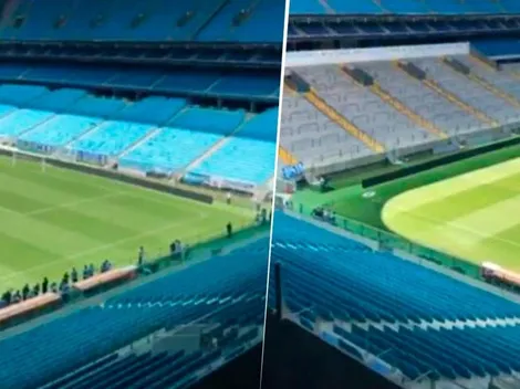 Así está centro del campo de juego de la cancha de Gremio a horas de enfrentar a River