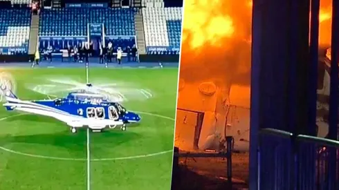 El helicóptero partió desde el estadio y se estrelló en el estacionamiento.