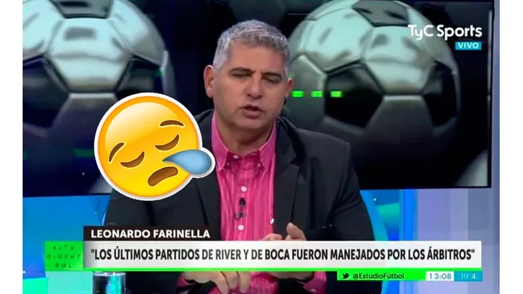 Farinella lloró tanto en TyC Sports que casi inunda todo el estudio