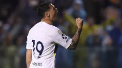 Mauro festejando su gol ante Colón.