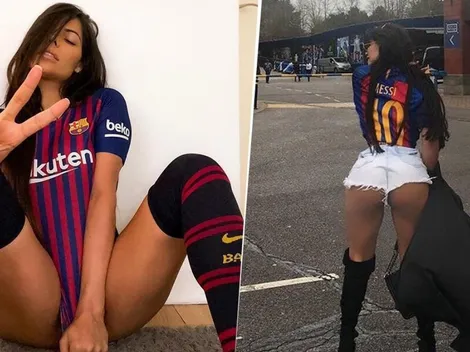 Ganó Barcelona y Suzy Cortez fue a entrenar con la camiseta de Messi y un short diminuto