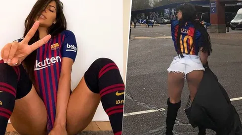 Ganó Barcelona y Suzy Cortez fue a entrenar con la camiseta de Messi y un short diminuto
