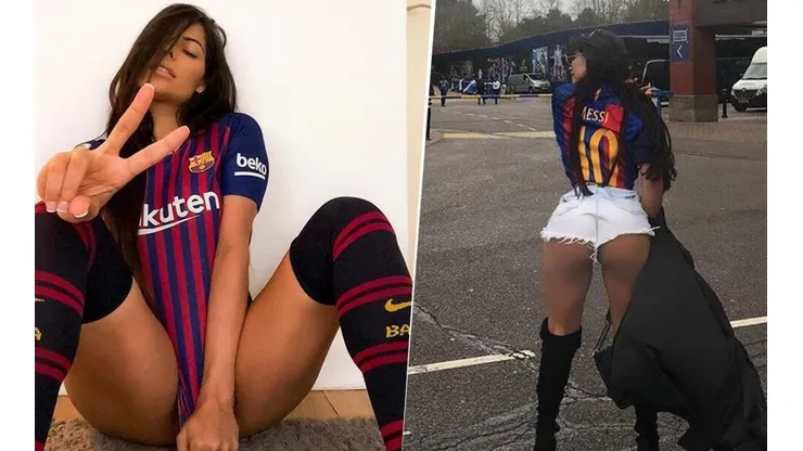 Ganó Barcelona y Suzy Cortez fue a entrenar con la camiseta de Messi y un short diminuto