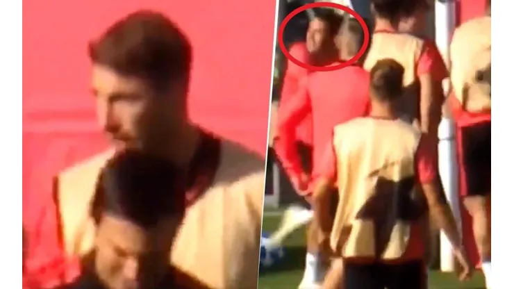 Explota todo: Sergio Ramos chocó con un juvenil, se re calentó y le metió dos pelotazos con toda la furia