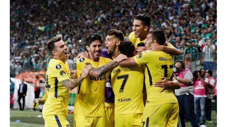 ORO EN BRASIL. Boca celebra el empate contra Palmeiras en la fase de grupos (Foto: Getty).