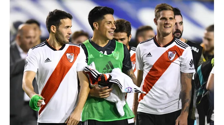 Enzo Pérez le da una alegría a Gallardo previo a la semifinal de Copa Libertadores