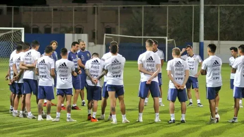 Foto del plantel de la Selección Argentina entrenándose.