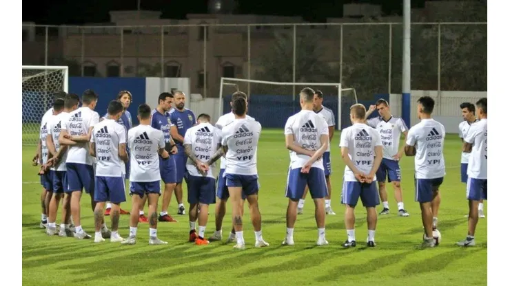 Foto del plantel de la Selección Argentina entrenándose.