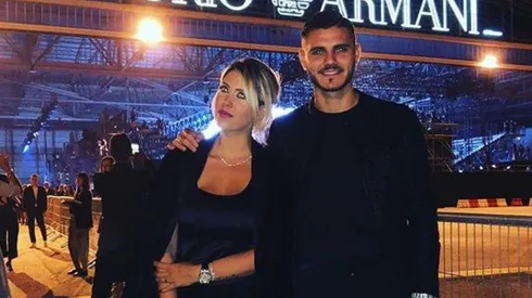 Foto de Wanda Nara con Mauro Icardi en Armani.