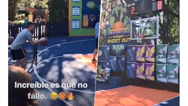 James Rodríguez presume que también en el básquet anota desde cualquier lado