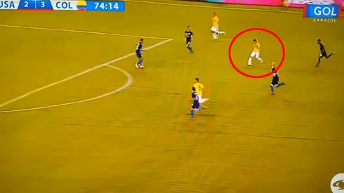 Quintero dobló todo el tobillo y asistió a Falcao, quien no perdonó