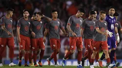 Foto de los jugadores de Independiente en el Monumental.
